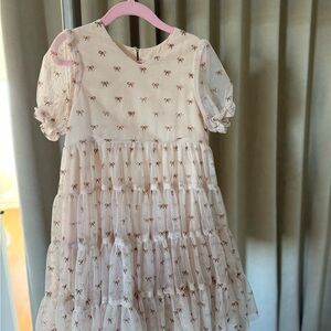 Noralee Girls Blush Tulle Bow Dress Size 4 | Special Occasion